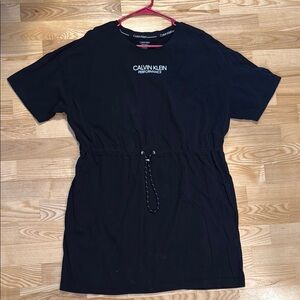 Calvin Klein Black Short Sleeve Dress with Adjustable Waist